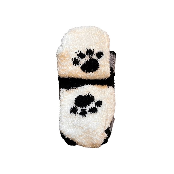 Cat paw fuzzy socks black gray striped - Picture 6 of 6